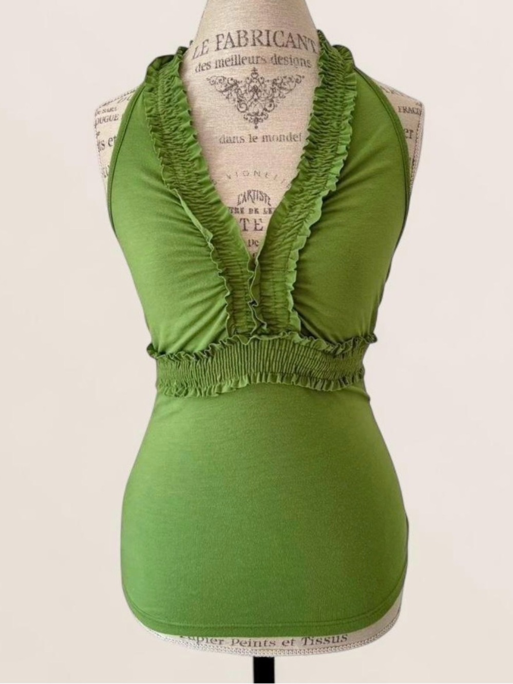 Charlotte Russe Olive Green Ruffled Halter Camisole